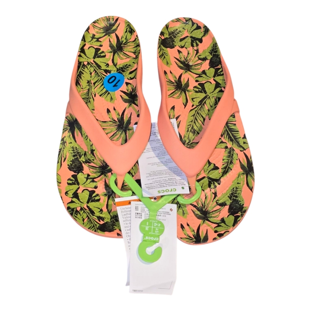 Crocs Kadee II Palm Print 209771-83E Flip Flops with palm Women's 10 New